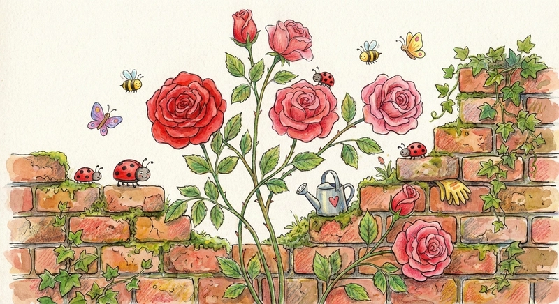 Tranh vẽ vườn hoa hồng