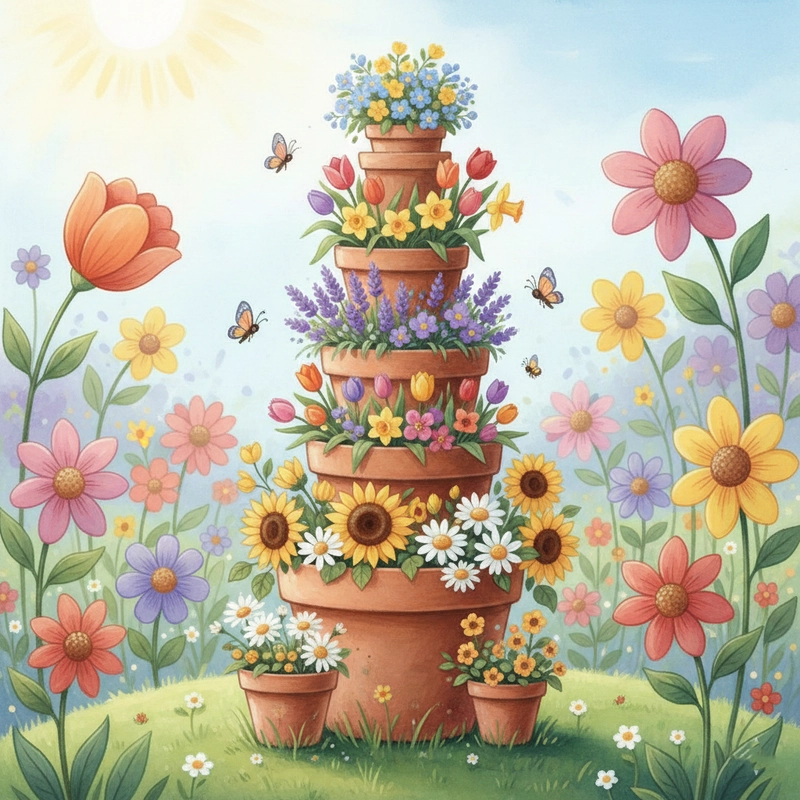 Tranh vẽ vườn hoa mùa xuân