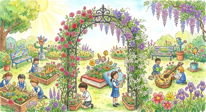 Tranh vẽ vườn hoa sáng màu