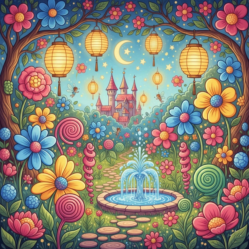 Tranh vẽ vườn hoa sinh động