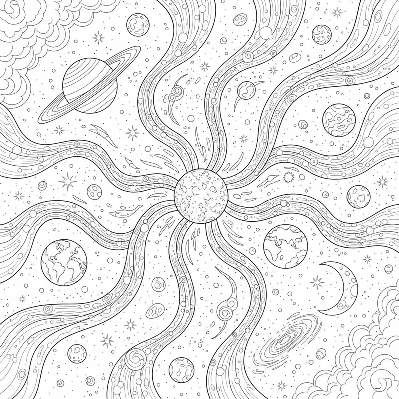 Tranh vũ trụ cho bé tô màu khám phá