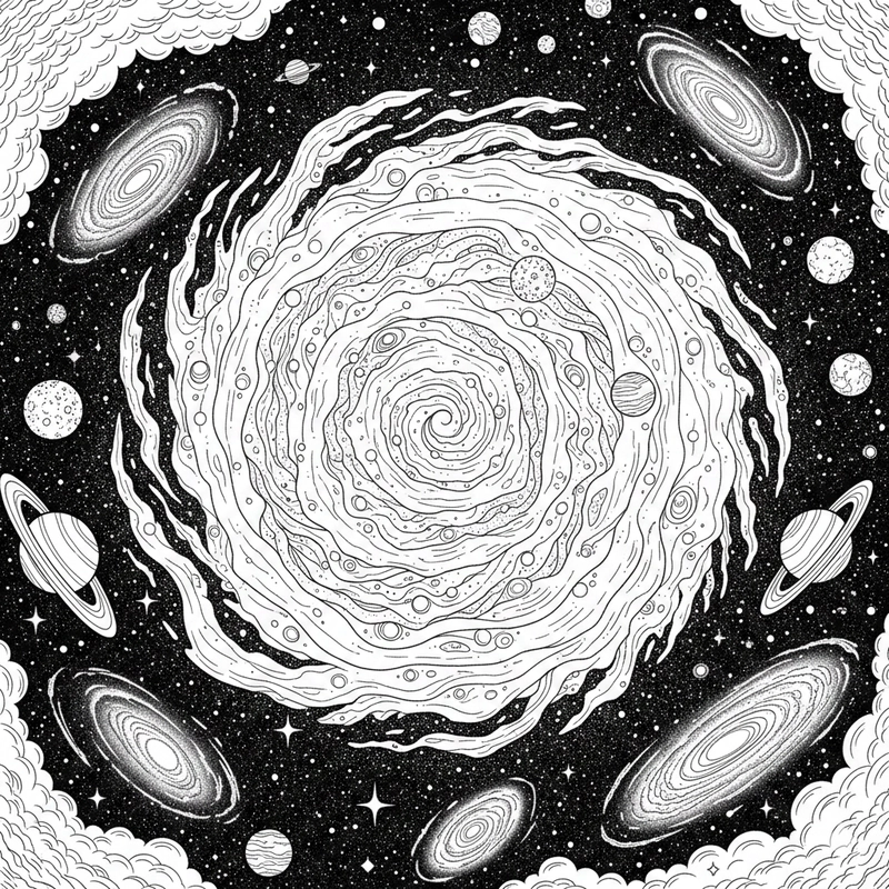 Tranh vũ trụ cho trẻ tô màu vui nhộn