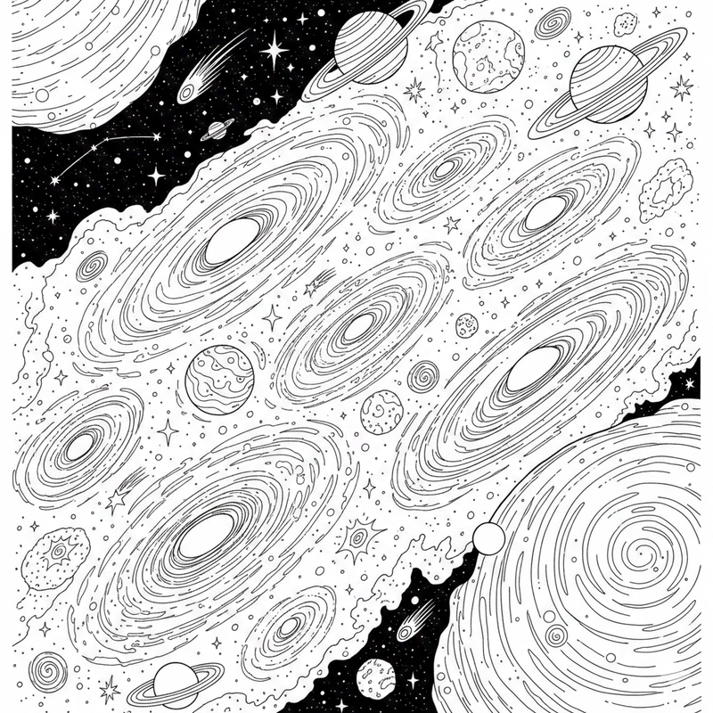 Tranh vũ trụ tô màu cho trẻ nhỏ