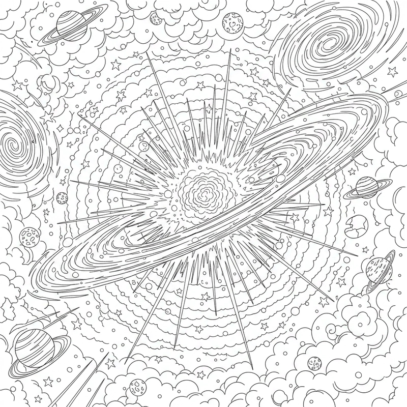 Tranh vũ trụ tô màu đơn giản mà đẹp