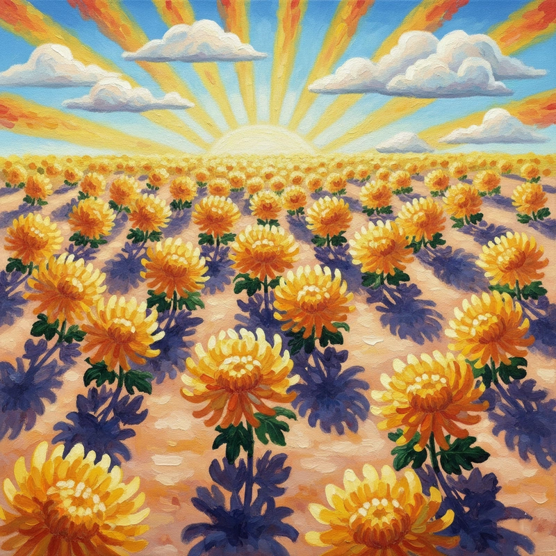 Tranh vườn hoa cúc rực rỡ