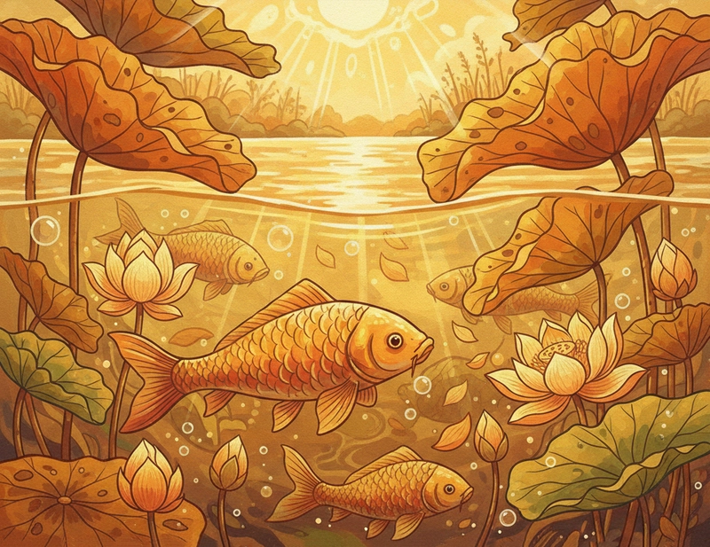 Vẽ cá chép hoa sen sáng tạo