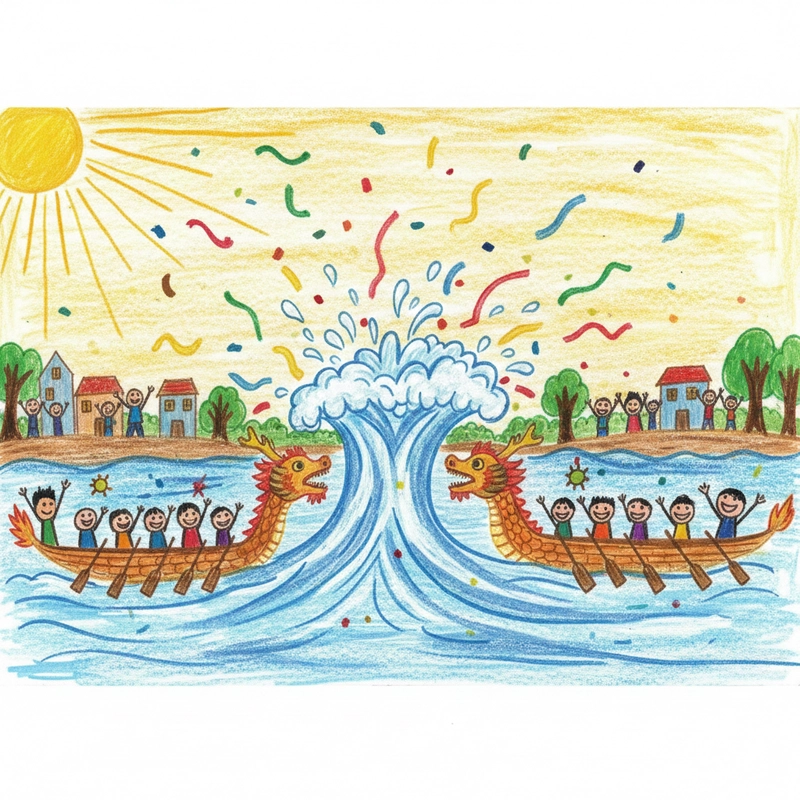 Vẽ cảnh lễ hội đua thuyền tái hiện truyền thống lâu đời