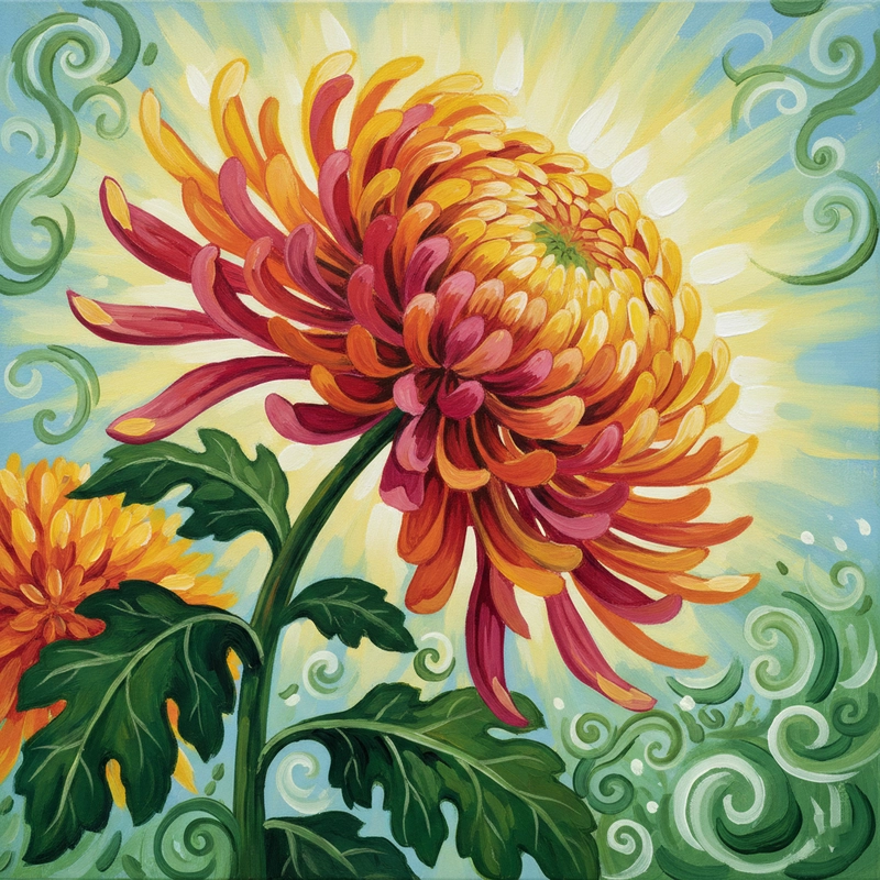 Vẽ hoa cúc đại đoá nghệ thuật