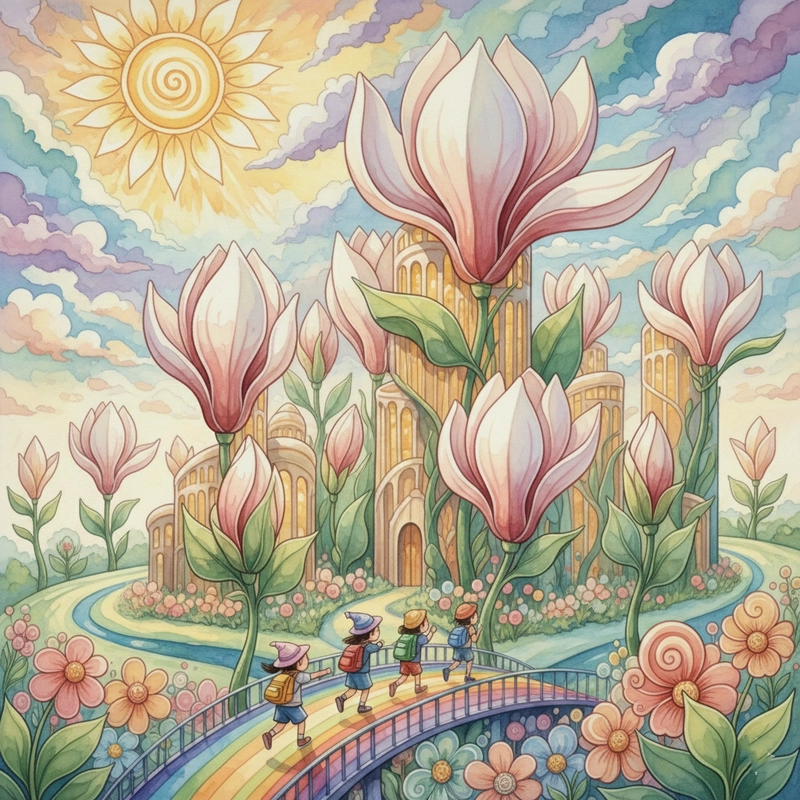 Vẽ hoa mộc lan phong cách hiện đại