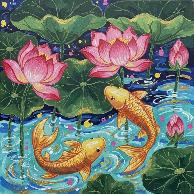 Vẽ hoa sen cá chép cho người mới