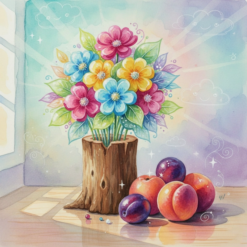 Vẽ tĩnh vật lọ hoa và quả đơn giản