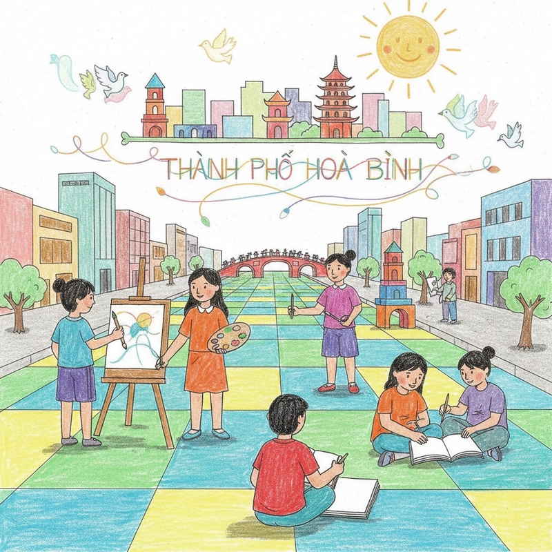 Vẽ tranh Hà Nội thành phố vì hòa bình ý nghĩa