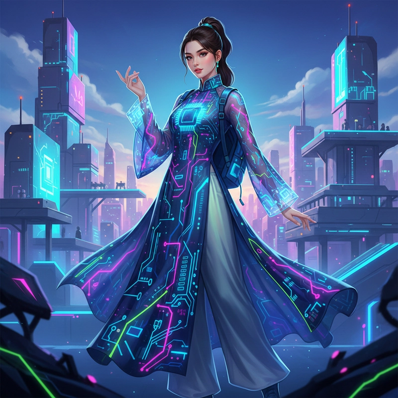 Vẽ tranh áo dài Việt Nam cho bài tập mỹ thuật