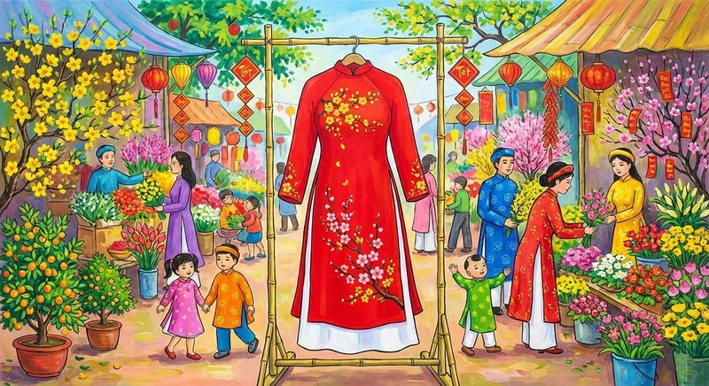 Vẽ tranh áo dài Việt Nam phong cách đơn giản