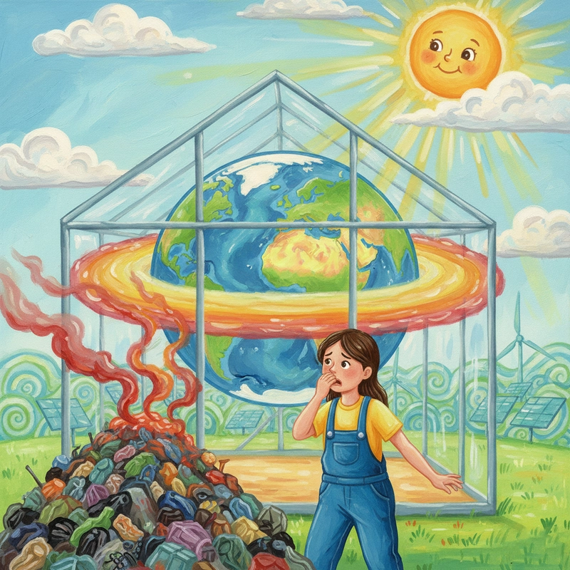 Vẽ tranh bảo vệ môi trường hiệu ứng nhà kính.