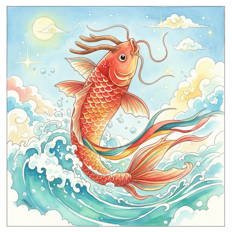 Vẽ tranh cá chép hóa rồng đẹp