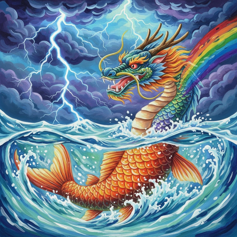 Vẽ tranh cá chép hóa rồng sáng tạo