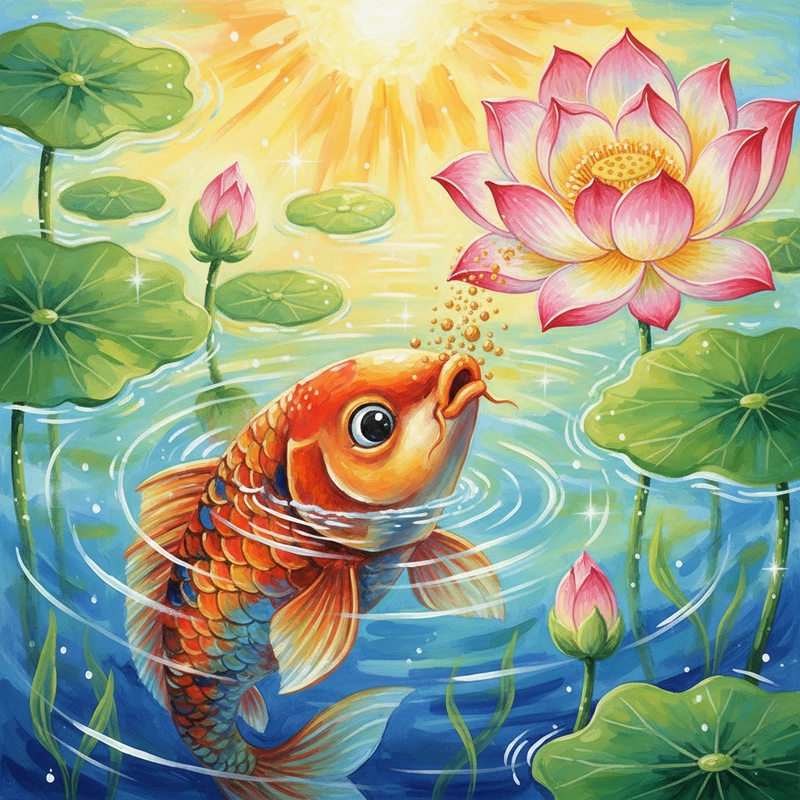 Vẽ tranh cá chép hoa sen nhẹ nhàng