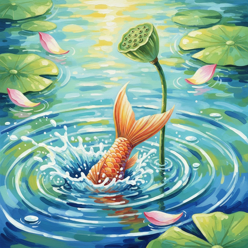 Vẽ tranh cá chép hoa sen tham khảo