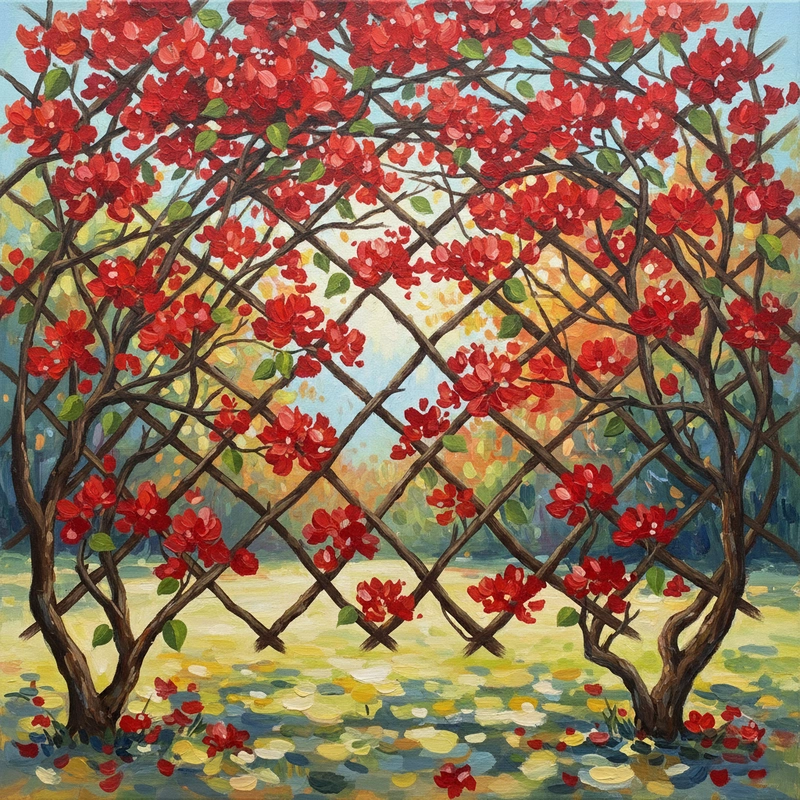 Vẽ tranh cây hoa giấy trước nhà