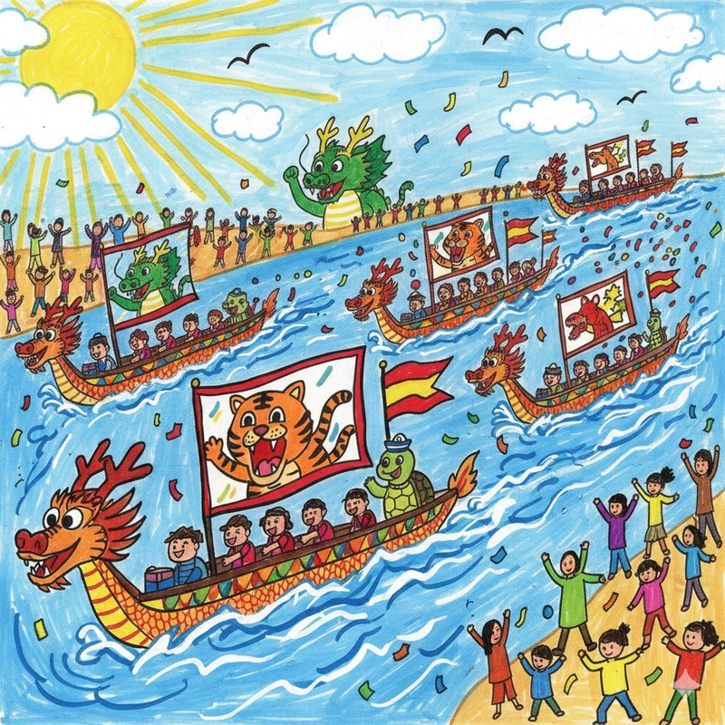 Vẽ tranh chủ đề lễ hội đua thuyền giàu bản sắc