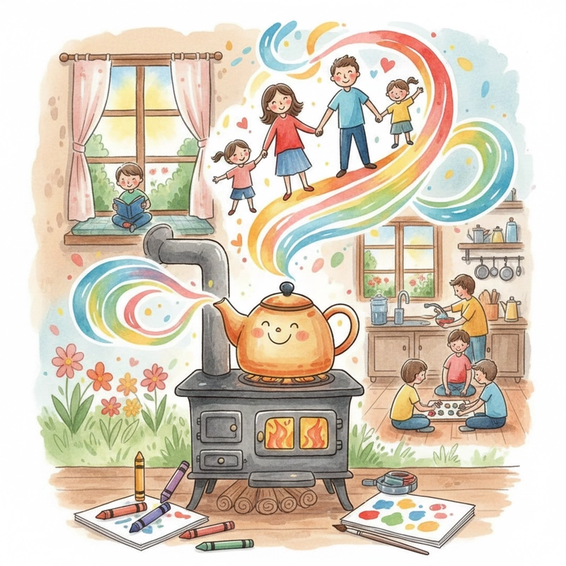 Vẽ tranh chủ đề sinh hoạt gia đình đơn giản