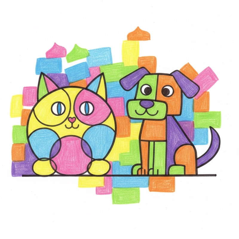 Vẽ tranh con vật đơn giản theo hình khối