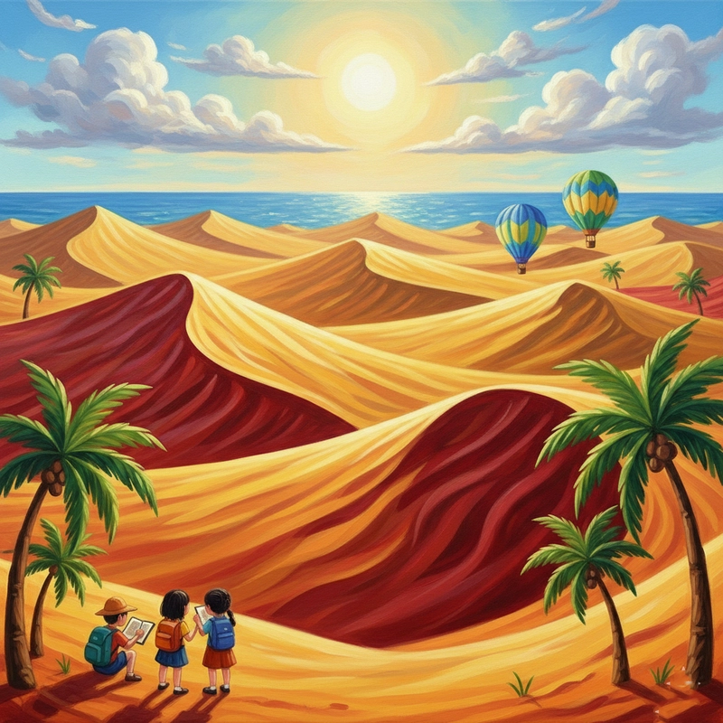 Vẽ tranh danh lam thắng cảnh Việt Nam - đồi cát Mũi Né (Phan Thiết)