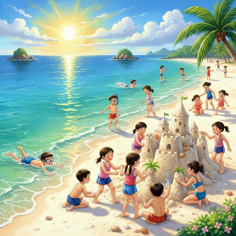 Vẽ tranh danh lam thắng cảnh - bãi biển Phú Quốc