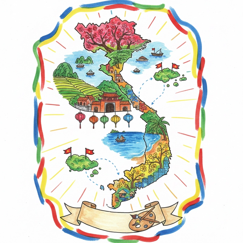 Vẽ tranh danh lam thắng cảnh đơn giản