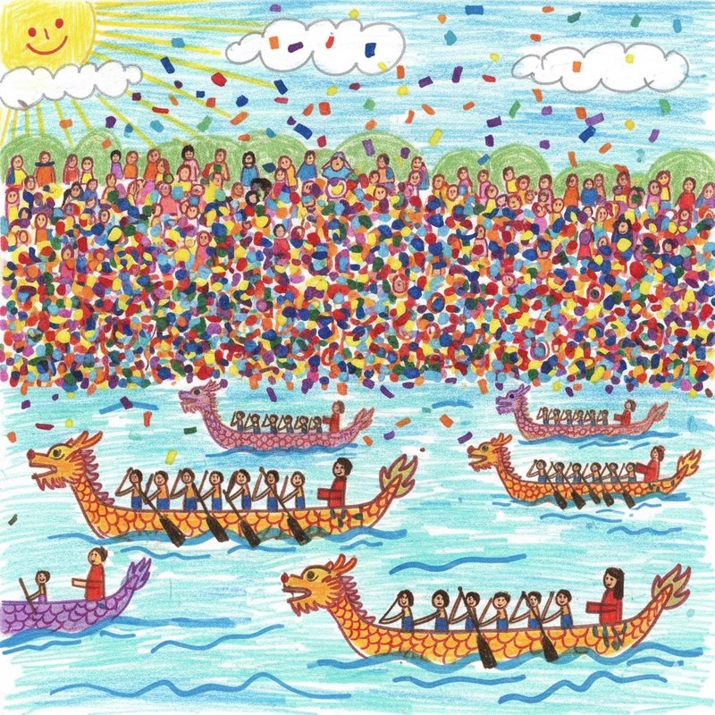 Vẽ tranh đề tài lễ hội đua thuyền đẹp và sống động