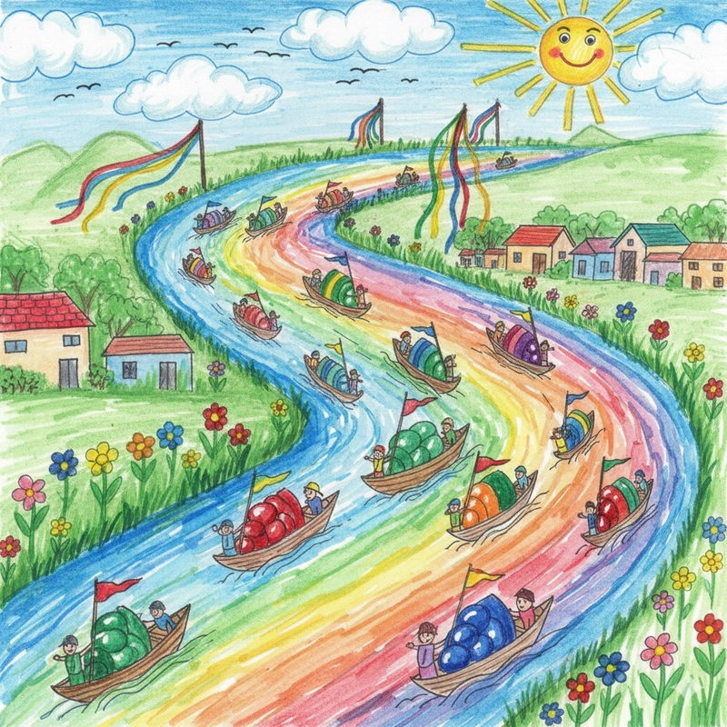 Vẽ tranh đề tài lễ hội đua thuyền lớp 9 đơn giản