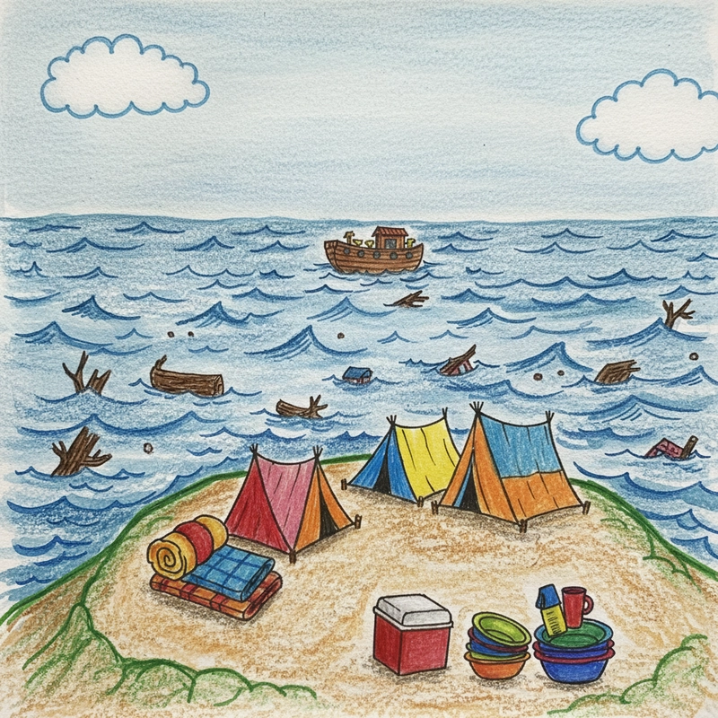 Vẽ tranh đề tài lũ lụt sinh động