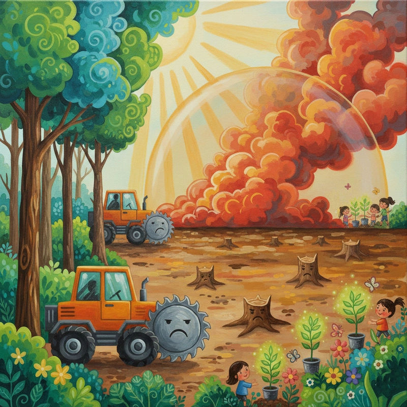 Vẽ tranh hiệu ứng nhà kính kêu gọi bảo vệ môi trường.