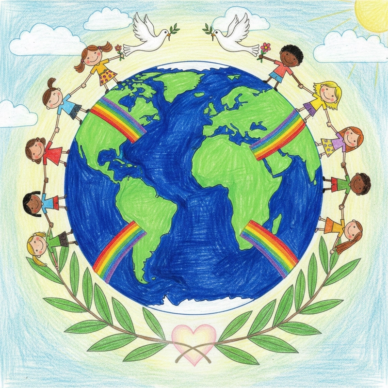 Vẽ tranh hòa bình đẹp phong cách nhẹ nhàng