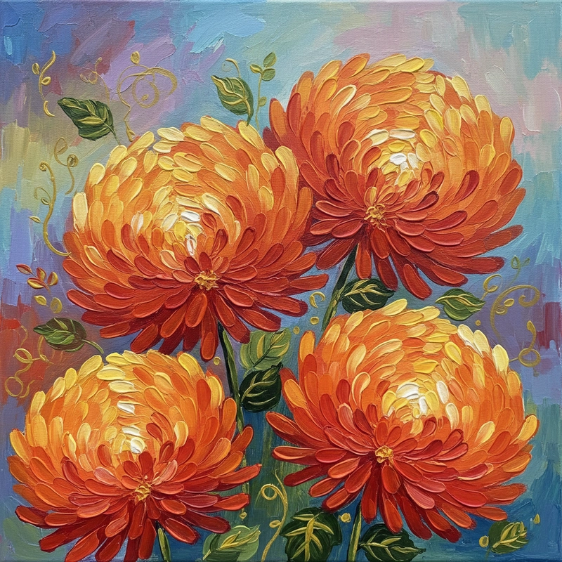 Vẽ tranh hoa cúc đại đoá tinh tế