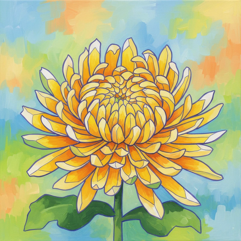 Vẽ tranh hoa cúc vàng đẹp