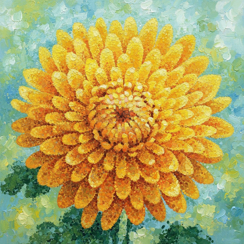 Vẽ tranh hoa cúc vàng phong cảnh