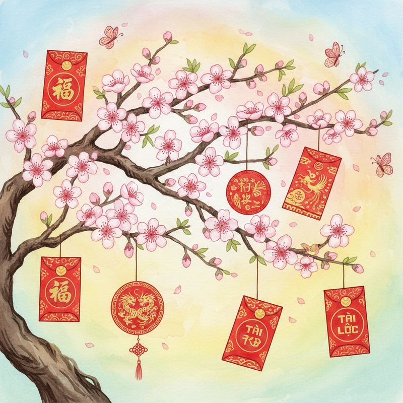 Vẽ tranh hoa đào ngày tết