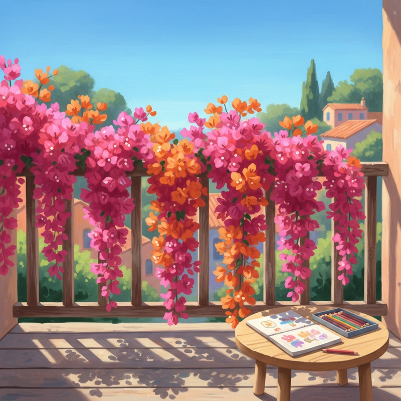 Vẽ tranh hoa giấy Bougainvillea