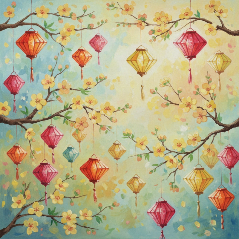 Vẽ tranh hoa mai ngày tết