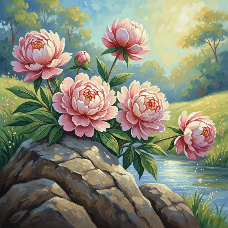 Vẽ tranh hoa mẫu đơn nghệ thuật