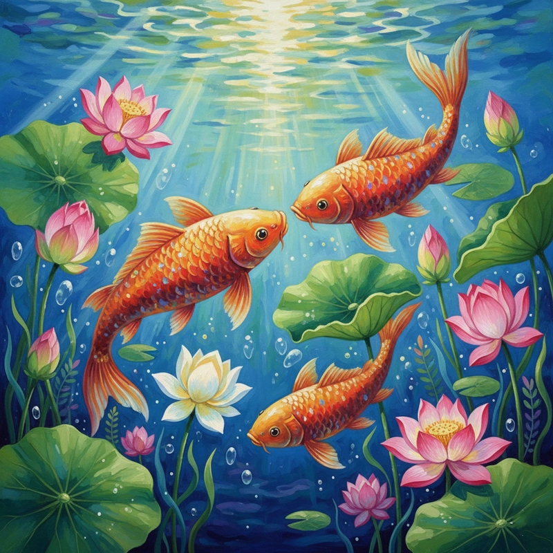 Vẽ tranh hoa sen và cá chép