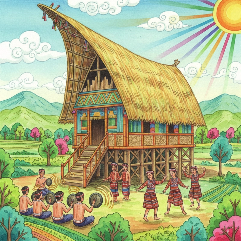 Vẽ tranh nhà Rông (Tây Nguyên)