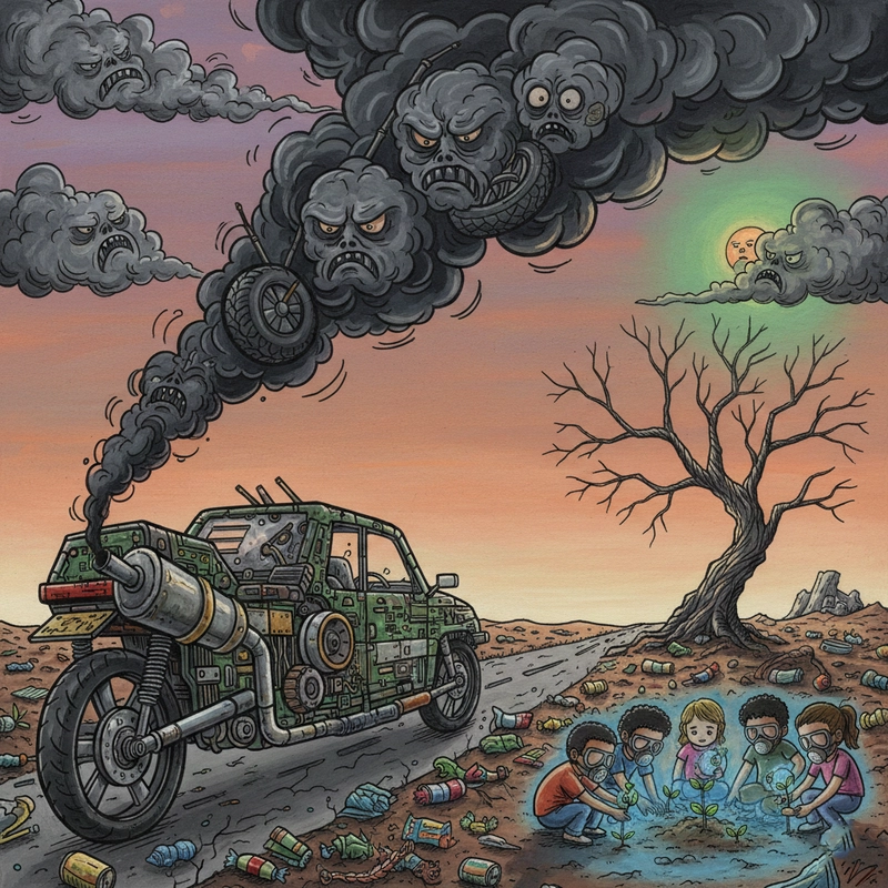 Vẽ tranh ô nhiễm môi trường bằng giấy a4