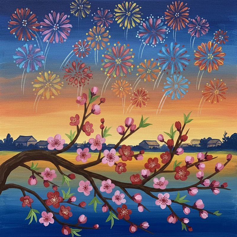 Vẽ tranh pháo hoa cho bé