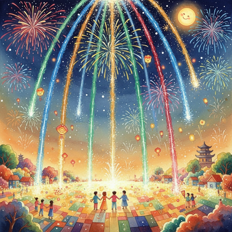 Vẽ tranh pháo hoa đơn giản