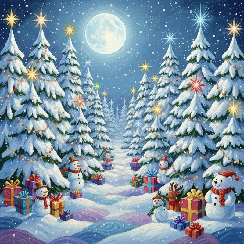 Vẽ tranh phong cảnh Noel tuyết trắng