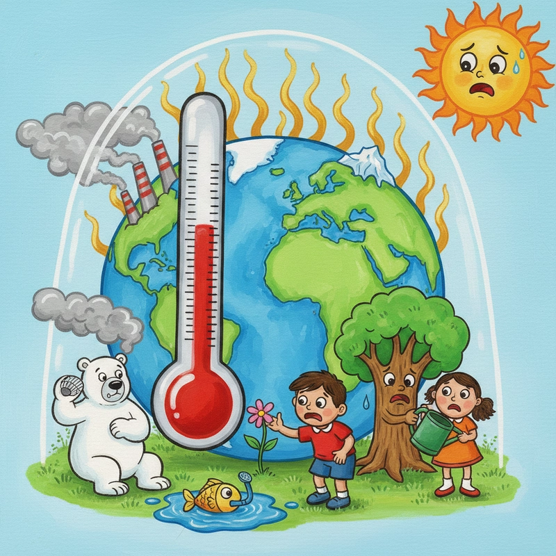 Vẽ tranh phòng chống hiệu ứng nhà kính đẹp.