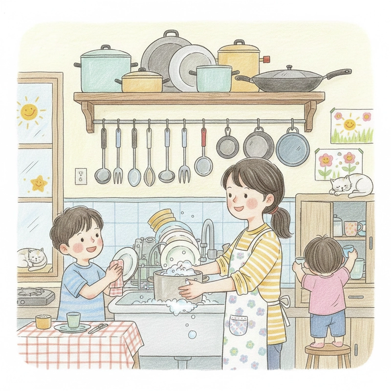 Vẽ tranh sinh hoạt gia đình ấm áp và gần gũi